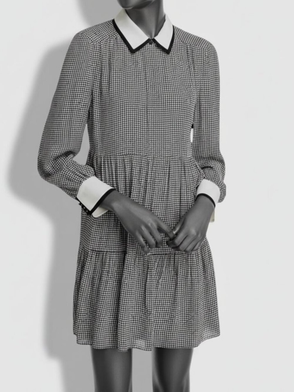 Alice + Olivia Women's Black Houndstooth Carol Dress Size XS